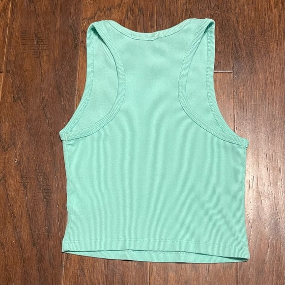 Ambiance Teal Stretch Ribbed Racerback Sleeveless Tank Top - Picture 2 of 6